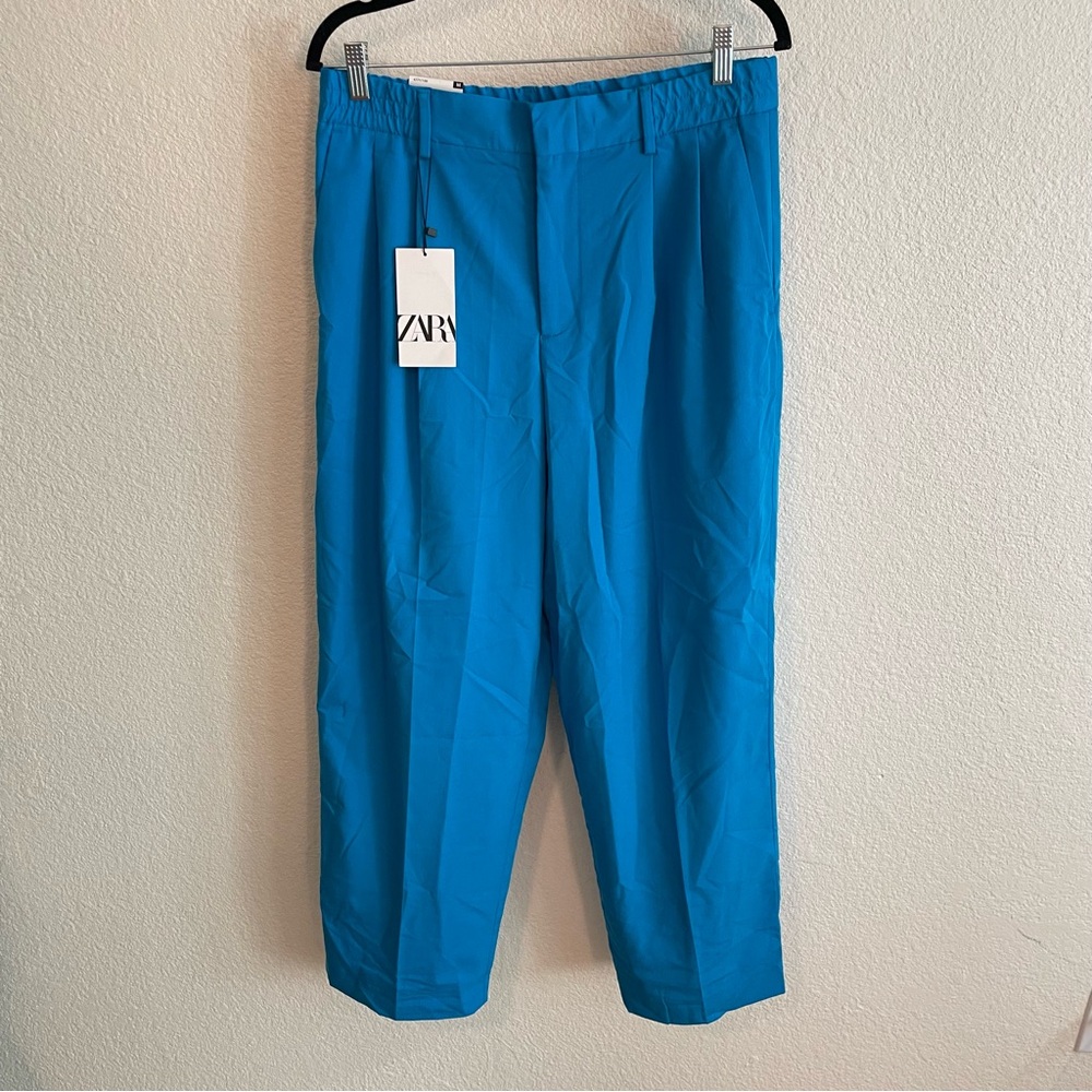 ZARA Blue Wide Leg Trouser Pants